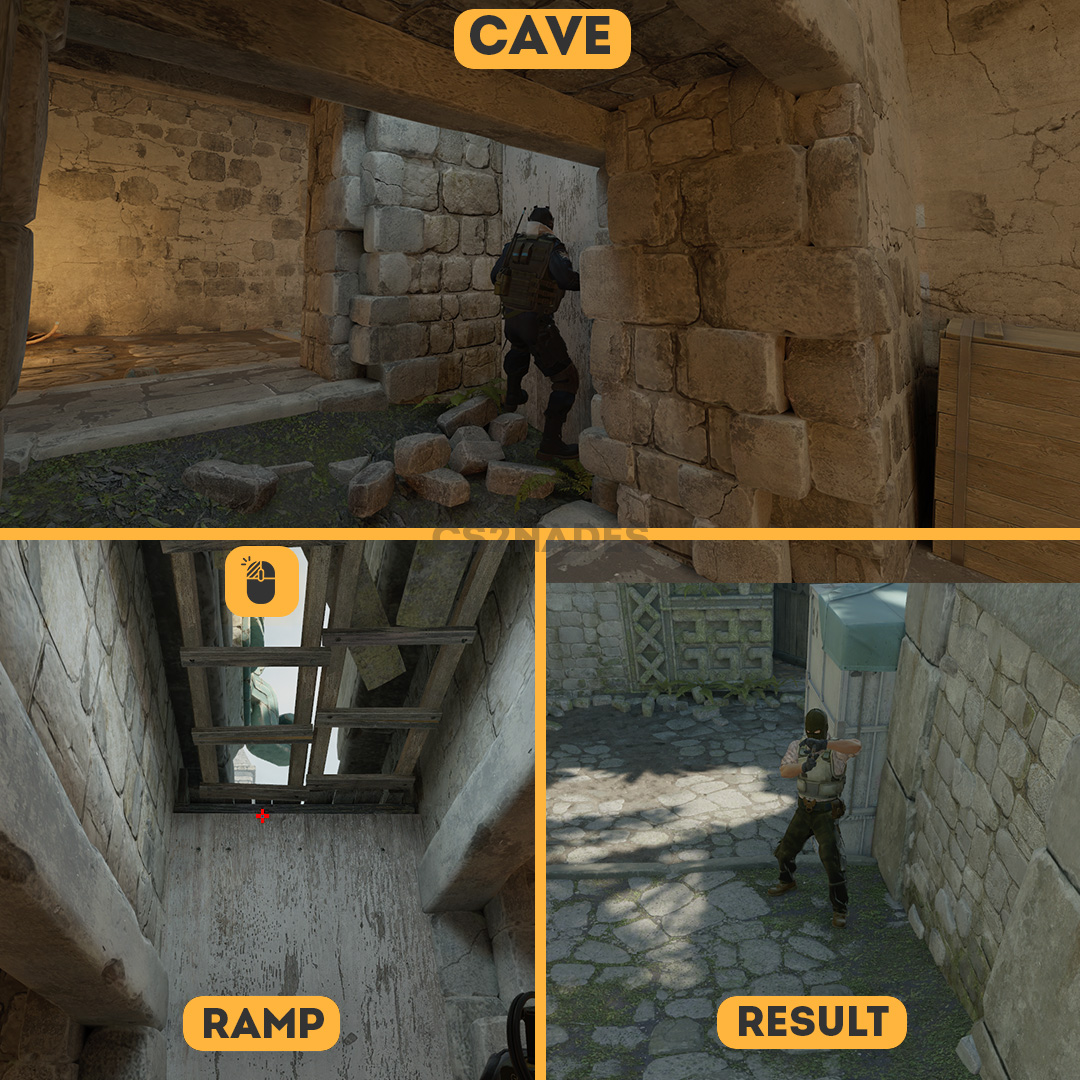Cave to ramp 2 Flash on Ancient (CS2) | CS2Nades